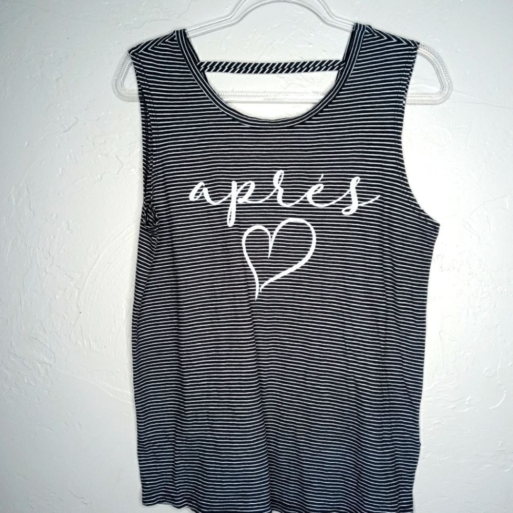 Anthropologie Sol Angeles Apres Black and White Stripe Tank